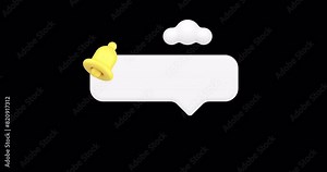 Internet alert notification quick tips empty bar speech bubble ring bell 3d icon animation with alpha channel realistic