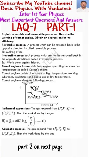 Explain reversible and irreversible processes. Describe the working of carnot engine. Obtain an exp