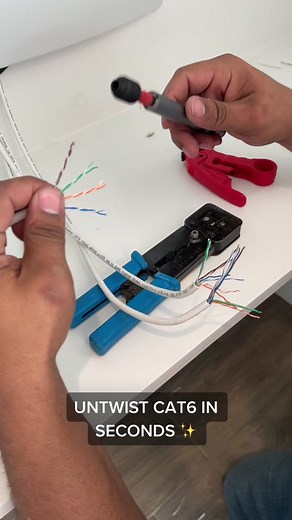 Untwist Cat6 Cables In Seconds ✨ #quicktechav #cat6 #untwisttool #cat5 #lowvoltage #tools #fyp #viral #diy