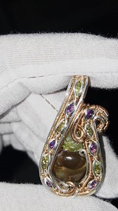 Fire Agate × Peridot × Amethyst Sterling and copper, can be oxidized on request 😍 | Lone Stone Designs