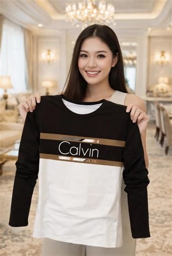 Kemeja-T Lengan Panjang Leher Bulat Lelaki, Percetakan Digital 3D