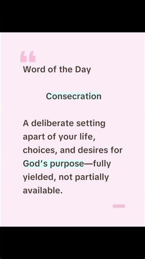 Word of the Day: Consecration (Biblical Meaning) #TheForeverWord