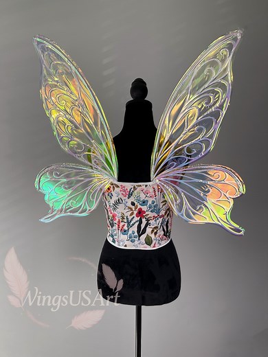 Iridescent Fairy Wings Costume, Elf, Butterfly Wings, Forest Fairy Wings for Cosplay, Festivals, Halloween Costume, Fantasy Photoshoot - Etsy