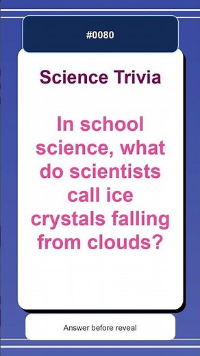 Science Trivia Quiz #0080 | In school science, what do scientists call ice crystals...