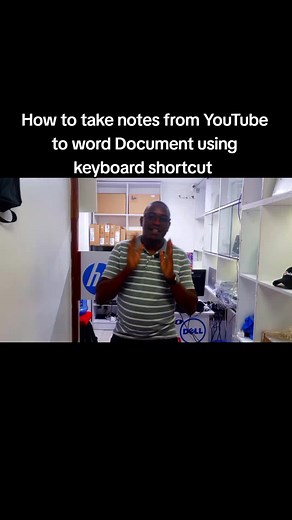Keyboard shortcut for taking notes from YouTube to Word document