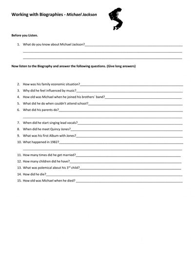 Working with Biographies-SImple past worksheet