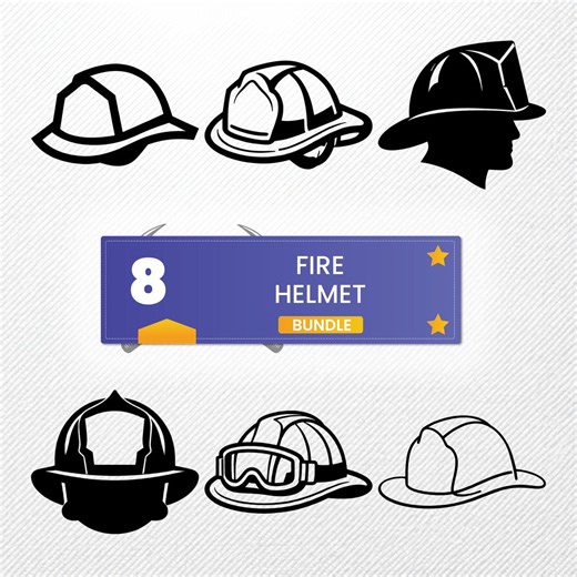 Fire Helmet SVG Bundle | 8 Clipart PNG PDF Eps Dxf | Vintage Silhouette Vector Illustrations - Etsy