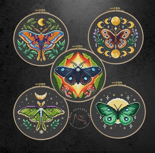 Luna Moth Cross Stitch Pattern Set: Witchy Gothic Butterflies (PDF Pattern) - Etsy