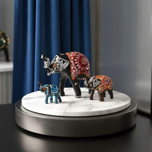 Set of 3 Mosaic Wooden Elephants – 1970's Mirror Tile & Seed Bead Decor – Handcrafted Decorative Figurines. SHIPS FREE - Etsy