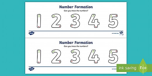 Number Formation Tracing Activity 1 to 5