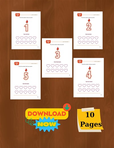 Number Worksheets 1–5 Printable PDF | Preschool & Kindergarten Math Activities | 10 Pages - Etsy