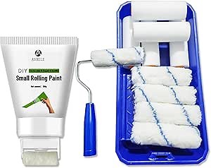 Small Roller Brush Wall Repair Tool,The Best Choice for Removing Wall Stains, Graffiti,White- 4"House Painting Roller Brush,Foam Paint Rolle Kit,High Density Foam Roller Cover(12-Pack)
