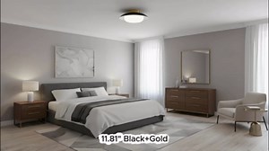 Modern LED Semi Flush Mount Ceiling Light Fixture,Round Matte Black and Gold Close to Ceiling Lamp Flushmount Lighting Fixtures for Kitchen Master Bedroom Living Room Entryway,5000K,15.74 inch