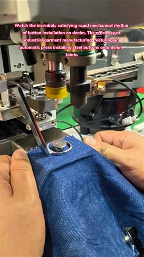 Oddly Satisfying Denim Button Installation | Industrial ASMR #asmr #satisfying #denim #garments #how