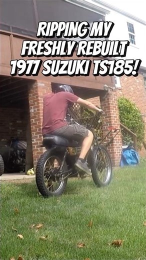 RIPPING A REBUILT 2 STROKE '77 SUZUKI TS185! #motorcycle #dirtbike #fyp #restoration #wheelie #viral