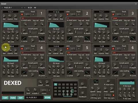Dexed - VST synthesizer - factory presets demo