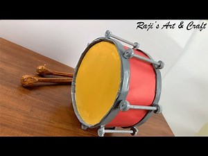 How to make Drum paper model/ DIY/ Paper craft Drum model/ 3D model of Drum/ Stage prop