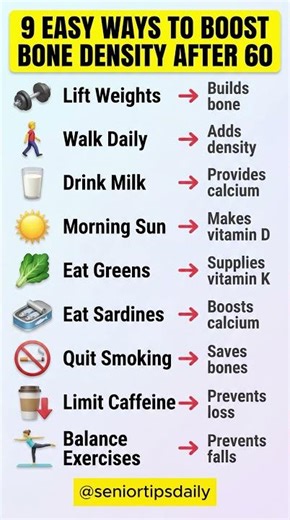 💪 9 Easy Ways to Boost Bone Density After 60 #BoneHealth #seniorfitness
