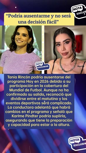 😱 Tania Rincón podría dejar Hoy en 2026