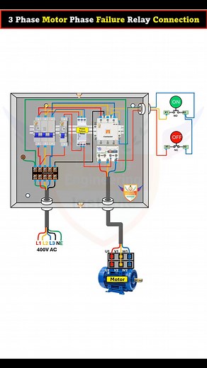 15K views · 335 reactions | 3 Phase Motor Phase Failure Relay Connection #electrical #electricalwork #electrician #engineering #electricalengineering | Learning Engineering Institute | Facebook