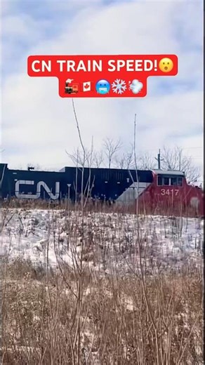 MASSIVE CN Freight Train SPEEDS BY in Snow! 🤯🚂🇨🇦🥶❄️💨 #shorts #train