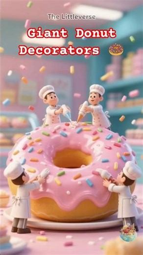 🍩 Tiny Bakers Decorate a Giant Donut | Miniature Dessert Animation
