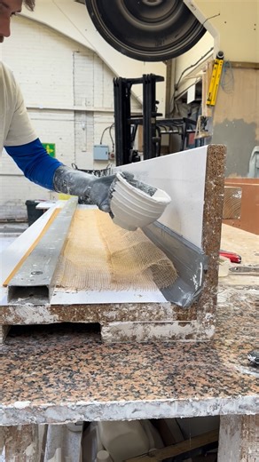 Running cornice on the bench — horse and stock mould set up, doing its thing. Clean lines, steady passes. #plaster #coving #handmade #restoration #asmr | Classic Plaster Moulds
