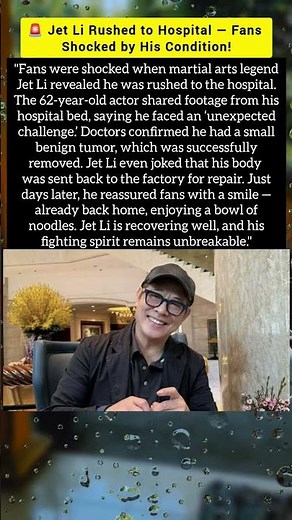 🚨 Jet Li Rushed to Hospital — Fans Shocked by His Condition!