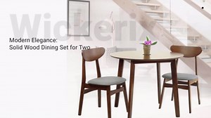 Wickerix Set of 5 Dining Kitchen Round Table and 4 Yumiko Side Chairs Solid Wood w/Padded Seat, White Color