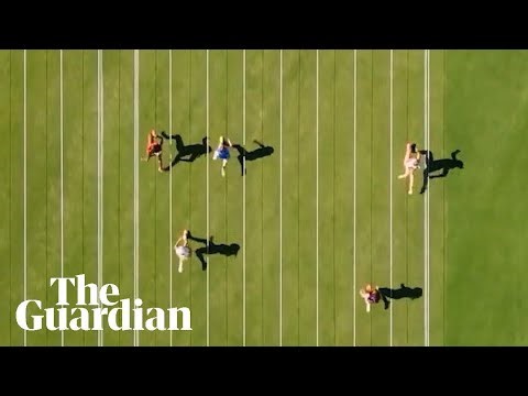 Aerial view of American sprinter Sha'Carri Richardson winning her Stawell Gift heat