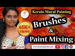 Brushes (I use) and Acrylic Paint mixing in Kerala Mural Painting/Mural Painting for beginners