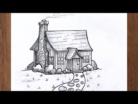 How to to Draw a House with Smoke Step by Step | Easy Landscape Pencil Sketch