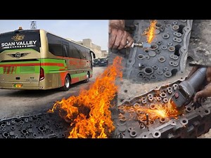How Bus Engine Head Is Repaired After Major Damage | Full Heat Cleaning, Welding & Rebuild Process .