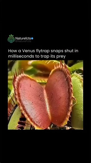 Nature Facts & News 🌳 on Instagram: "Follow (us) @naturefcts for quick, accurate, and fascinating nature facts everyday 🌳 The Venus flytrap is one of nature’s most remarkable predators, using specialized leaves that snap shut to capture insects in a fraction of a second. Each trap is lined with tiny trigger hairs, and when an insect touches them twice within a short time, the plant knows the movement is real prey—not debris—and closes instantly. After sealing, the trap releases digestive enzym