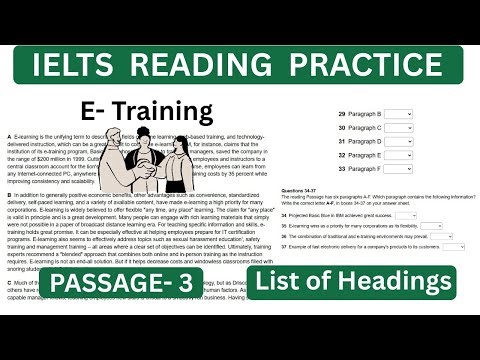 IELTS Reading Practice Test 2026 with Answers | List of Headings | Passage-3 E-training