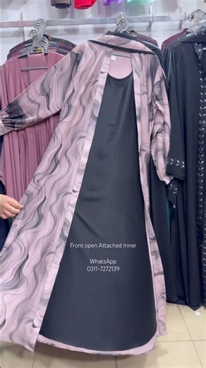 Front Open Attached Inner with Hijab and Belt straight Kimono Abaya