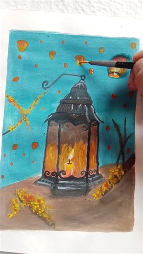 sky lantern painting 🔥#art #aestheic #diwali #satisfying #merrychristmas @PaintellectualPriyA