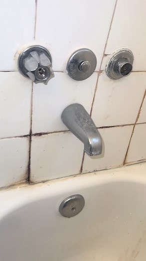 Simple waltec faucet repair. Yes the tub surround is a disaster. Hopefully they planned a Reno 🤷 #plumber #fyp #plumbing #reels #diy #plumblife #oatey #fix #repair #shower #tub #leak #tile