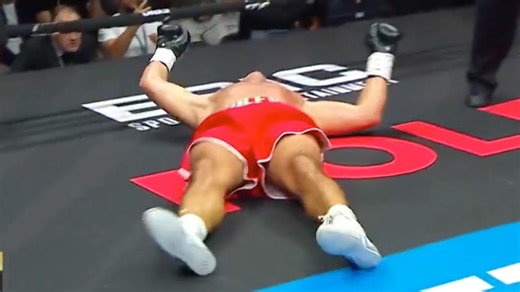 Former Anthony Joshua opponent sent crashing to canvas by heavyweight KO artist