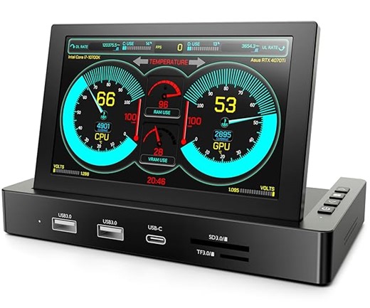 KOGODA Mini Monitor Small Monitor for Raspberry Pi, Type-C One-Cable Connection&Speakers, IPS Portable Screen for PC