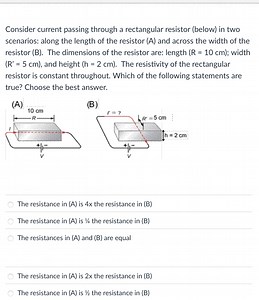 Consider current passing through a rectangular resistor in two ... | Filo
