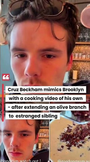 Cruz Beckham mimics Brooklyn with a cooking video of his own - after extending an olive branch to