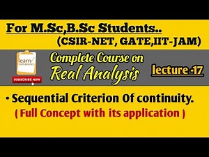 Sequential Criterion of Continuity Video Lecture | Crash Course for Mathematics