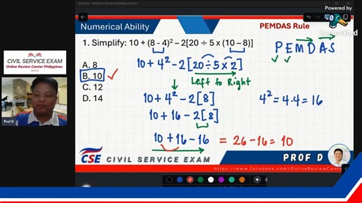 10K views · 207 reactions |  Civil Service Exam Review 2025: PEMDAS by Prof D   Enrollment is now open for Civil Service Exam Intensive Coaching via ZOOM. Limited slots available, so don’t wait to secure your spot!  Message us for inquiries and more details. Let’s make your dreams a reality—see you there, future CSE Passer! ❤️ | ORC Online Review PH | Facebook
