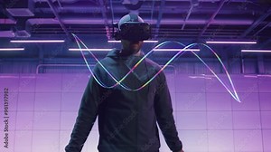 Scientist Using VR to Analyze Gene Editing Sequences in Lab