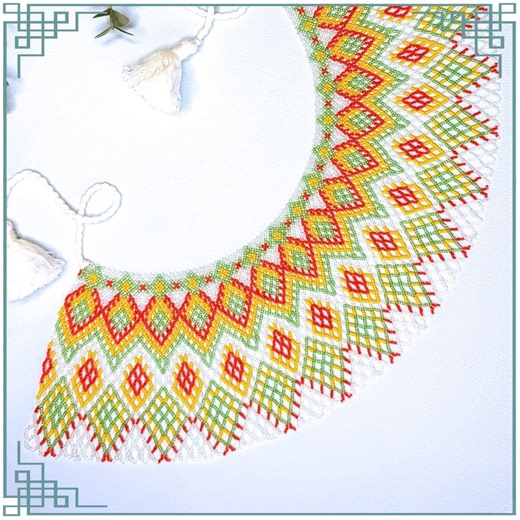 Geometric Beaded Collar Pattern PDF, Netting Necklace Chart, Lace Beadwork Design - Etsy