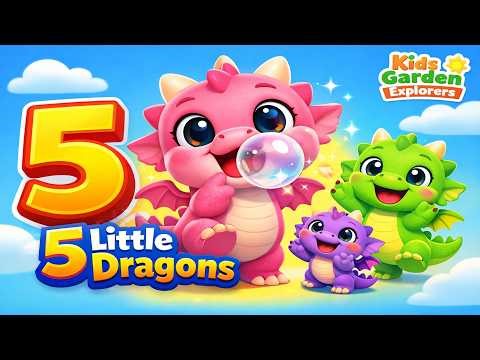 Five Little Dragons Nursery Rhyme 🐉 | Kids Counting Song 🌟
