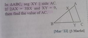In  \triangle ABC , segment  XY  is parallel to side  AC . Give... | Filo