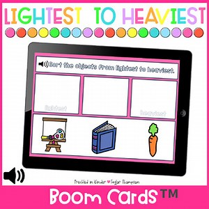 Lightest to Heaviest Weight Ordering Mass Measurement Weight Boom Cards