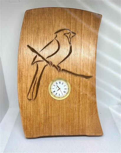 Cardinal Wooden Clock : Hand Carved, Bird Lover, Christmas, Anniversary Gift Handmade Decor - Etsy